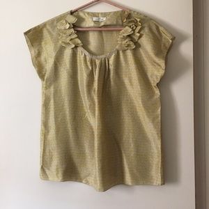 DAY BIRGER ET MIKKELSEN Ella Silk Petal Neckline Gold Blouse 38 M